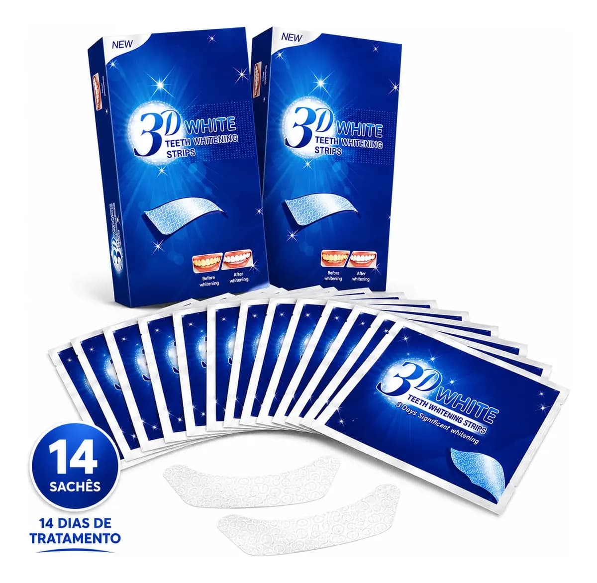 Kit 14 Fitas Clareamento Dental Clareador Fita Clareadora Para